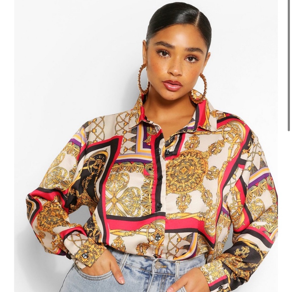 Boohoo Plus printed shirt dress sz 20